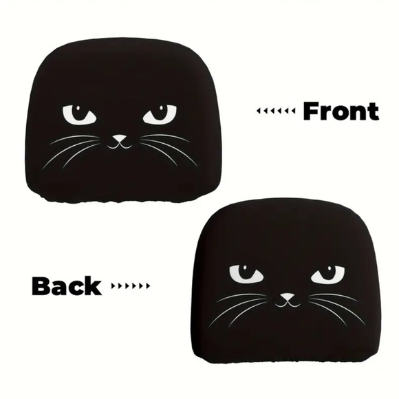 2pcs Black Cat Car Seat Headrest Covers NIP - Picture 5 of 7